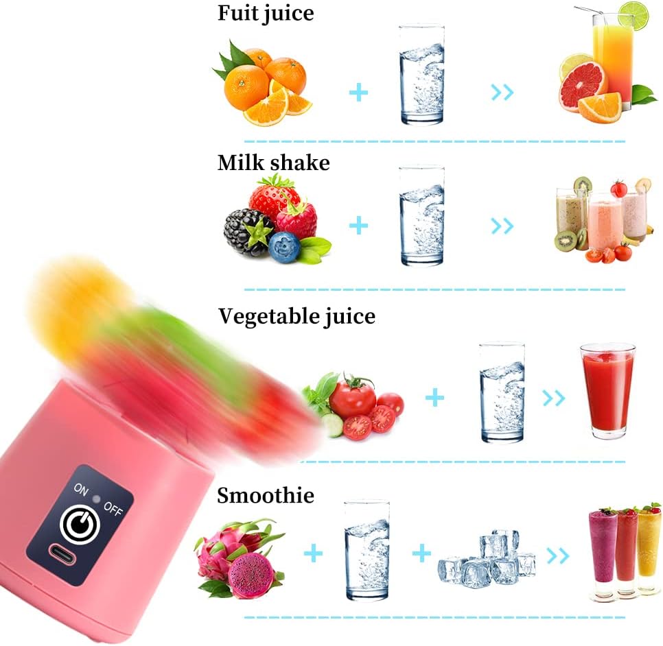 Portable and Rechargeable juicer Blender pink