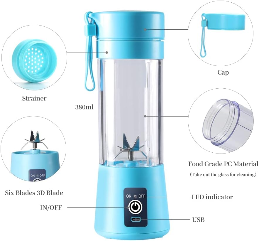 Portable and Rechargeable juicer Blender blue