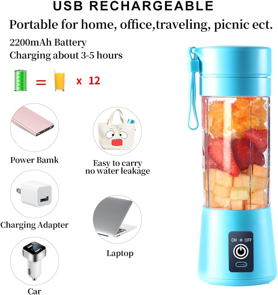 Portable and Rechargeable juicer Blender blue