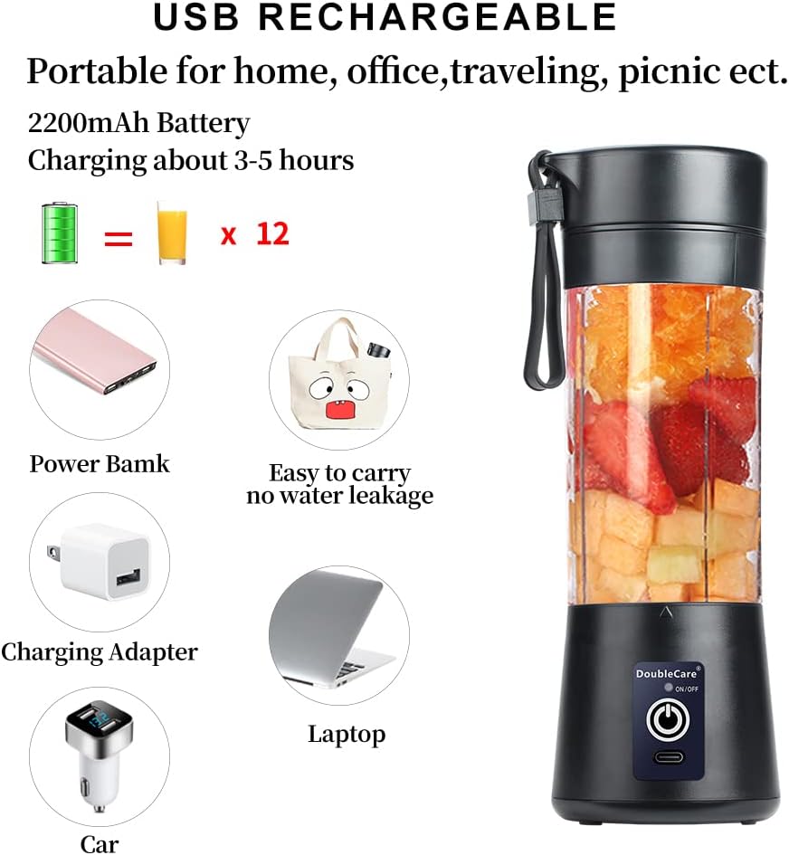 Portable and Rechargeable juicer Blender black 