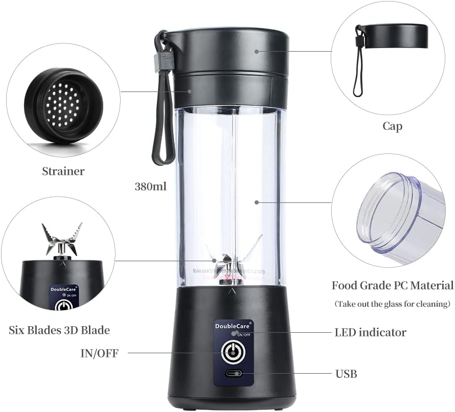 Portable and Rechargeable juicer Blender black 