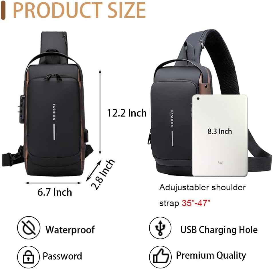 PEAGLOB Travel Sling Bag Waterproof Crossbody Bag 