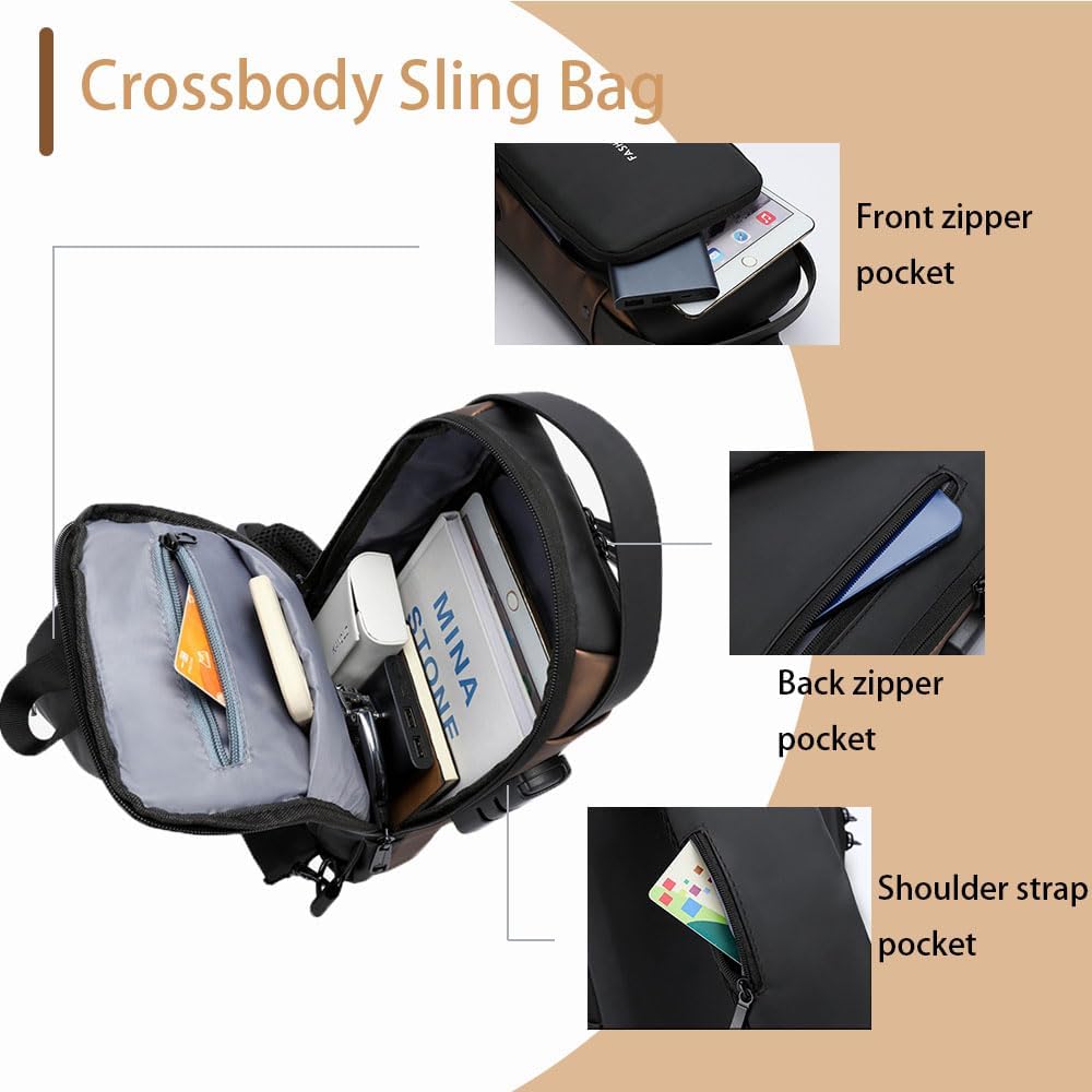 PEAGLOB Travel Sling Bag Waterproof Crossbody Bag 