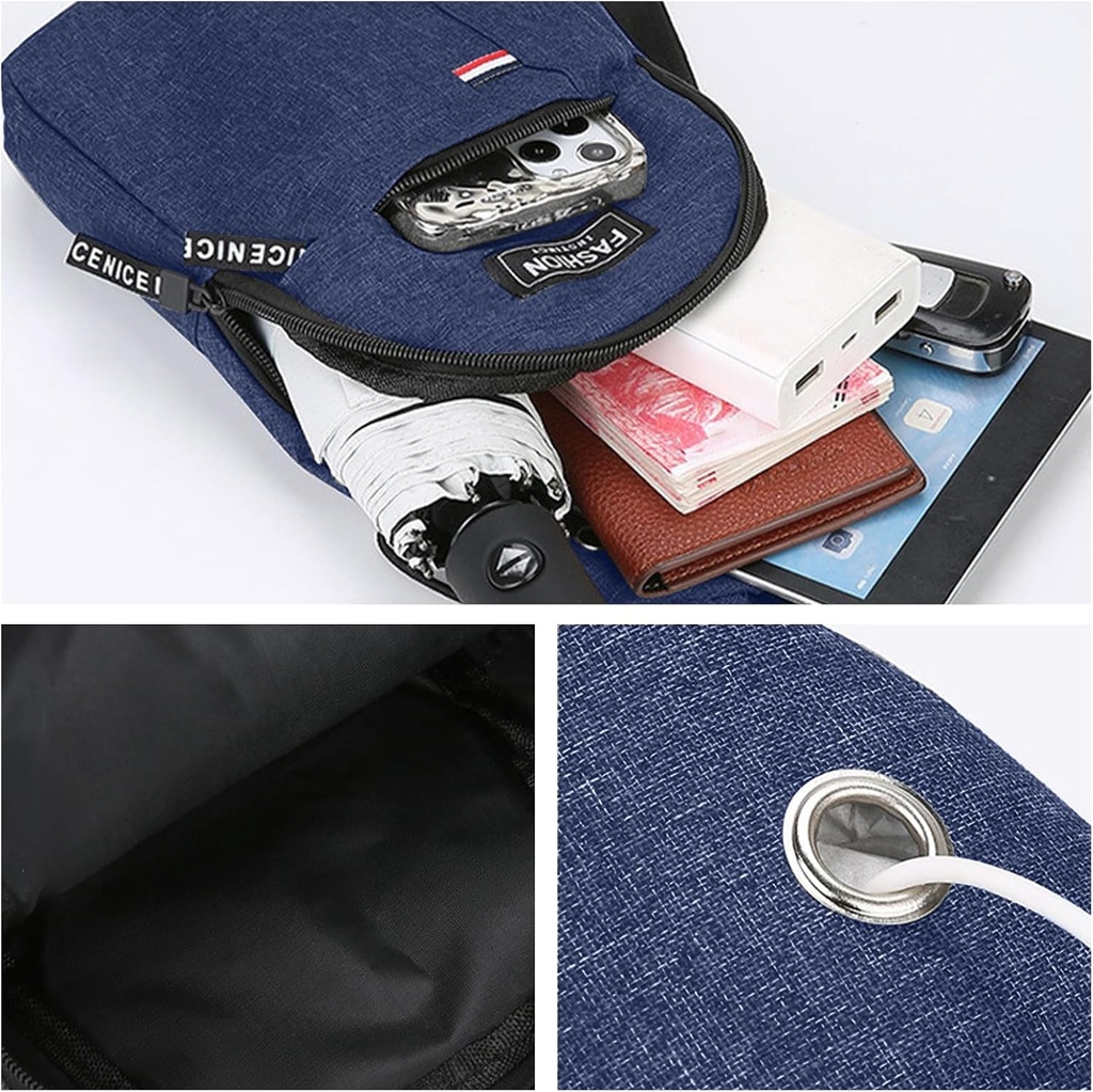 Double Layer Crossbody Bags for Women Men Shoulder Backpack Messenger Phone Bag Handbag Chest Pack for Hiking Travel Camping