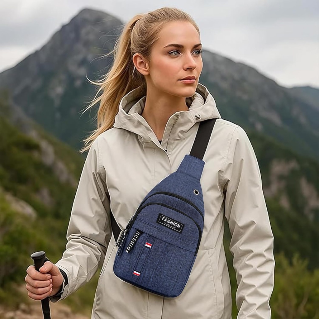 Double Layer Crossbody Bags for Women Men Shoulder Backpack Messenger Phone Bag Handbag Chest Pack for Hiking Travel Camping