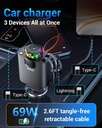 W&O STARLIGHT 5in1 Retractable Car Charger