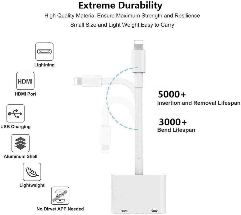 Date Cable Lightning to HDMI Adapter for iPhone 