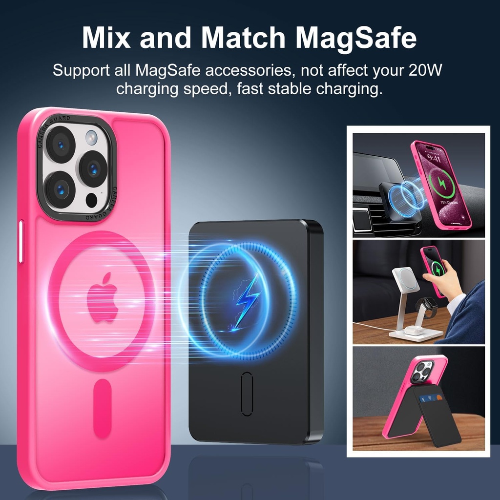 Vooii Strong Magnetic iPhone 15 Pro Max Case - Hot Pink