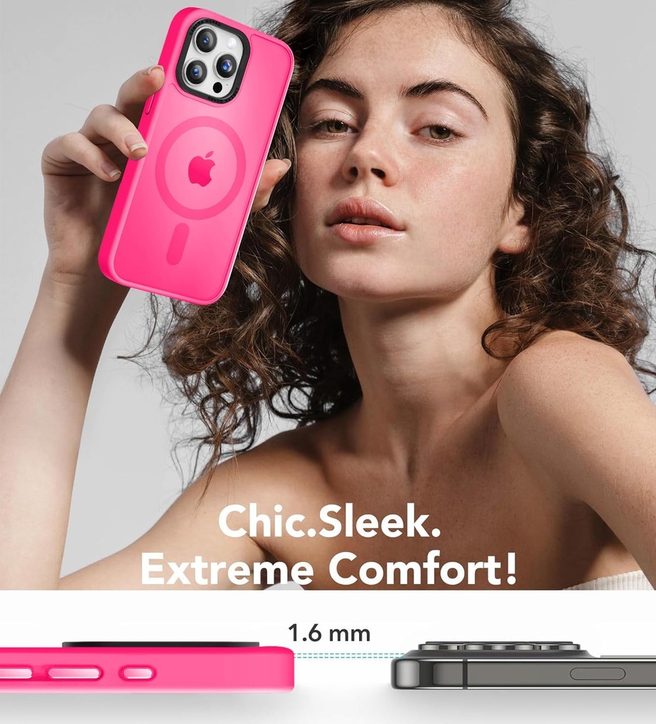 Vooii Strong Magnetic iPhone 15 Pro Max Case - Hot Pink