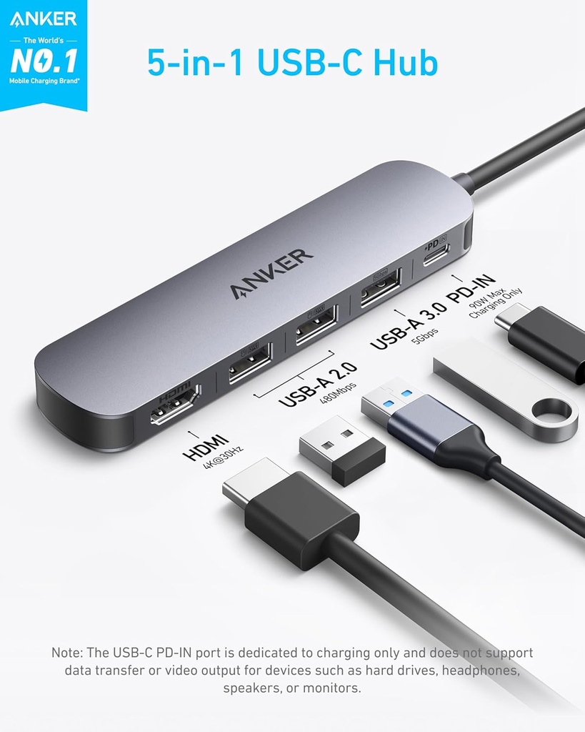 Anker USB C Hub, 5-in-1 USB Hub 