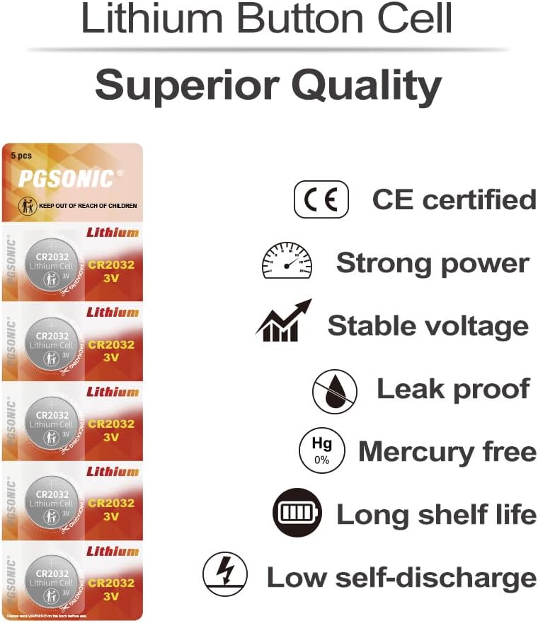 PGSONIC LITHIUM CR2032 3V BATTERIES