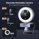 UGREEN 2K Webcam with 4-Level Ring Light