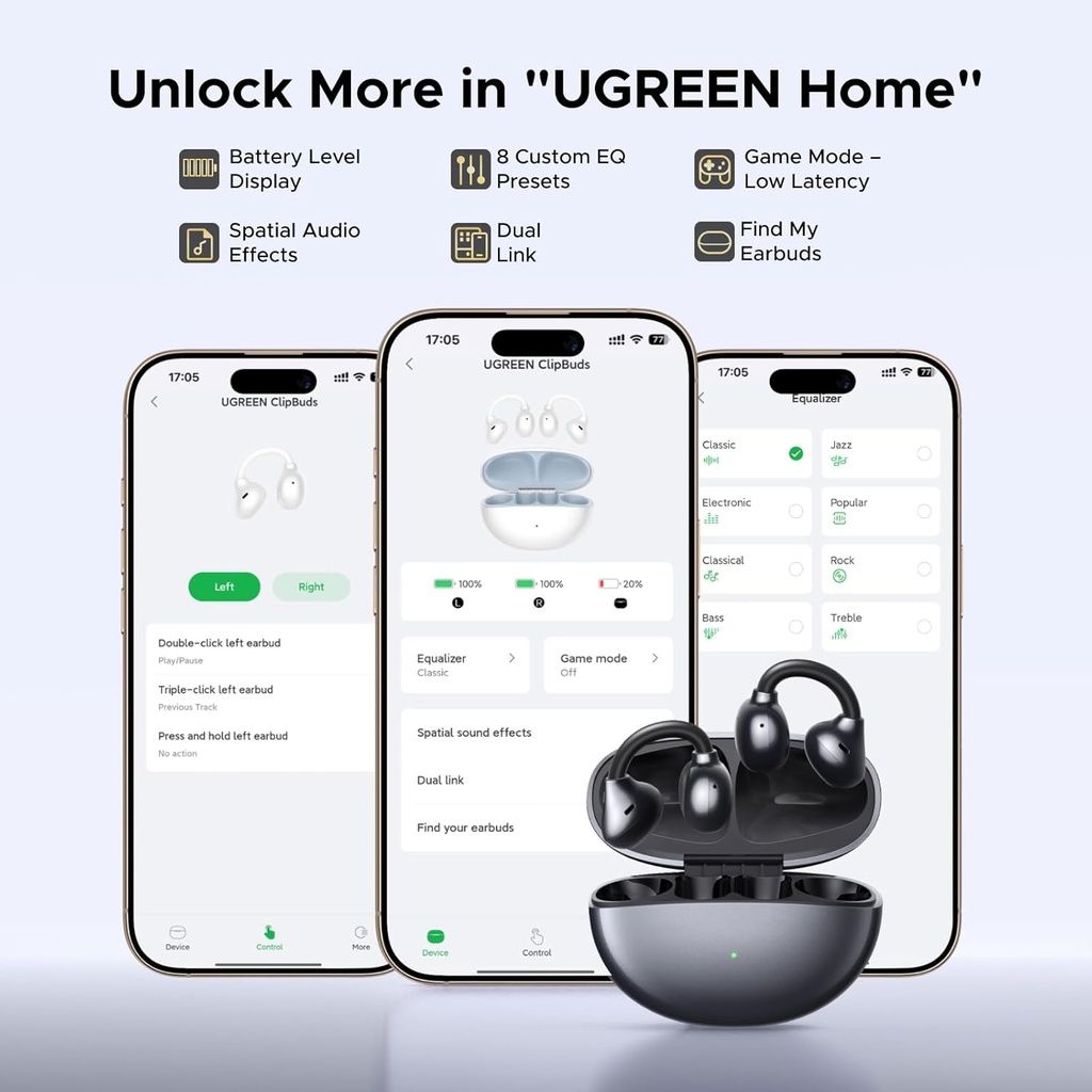 UGREEN ClipBuds Open-Ear Wireless Bluetooth 6.0 