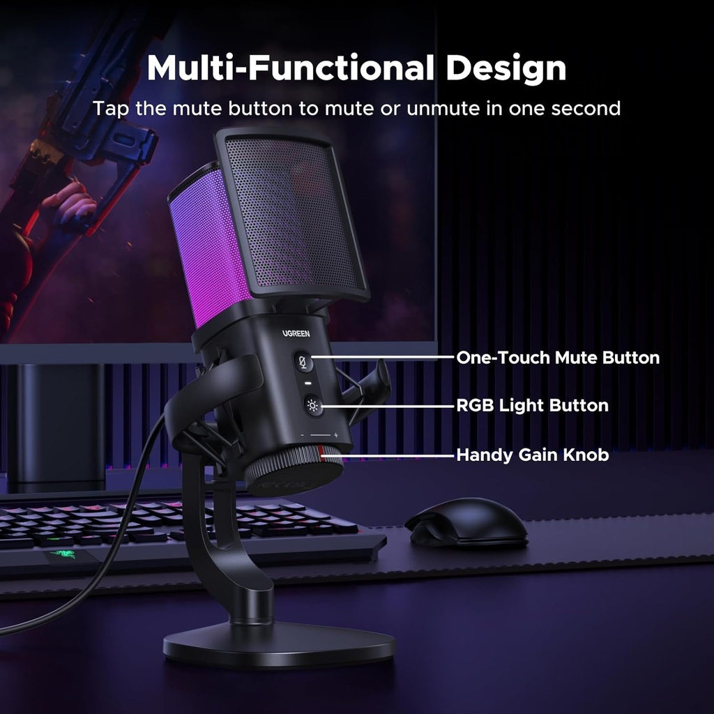 UGREEN USB Gaming Microphone for Streaming & Voice Chat