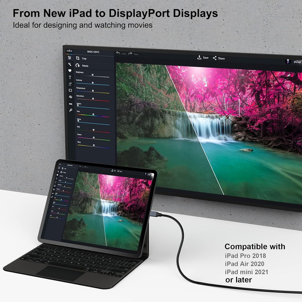 BENFEI USB-C to DisplayPort 6 Feet Cable(4K@60Hz 2K@144Hz), USB Type-C to DisplayPort Cable [Thunderbolt 3/4 Compatible] with iPhone 15 Pro/Max, MacBook Pro/Air 2023, iPad Pro, iMac, S23, XPS 17