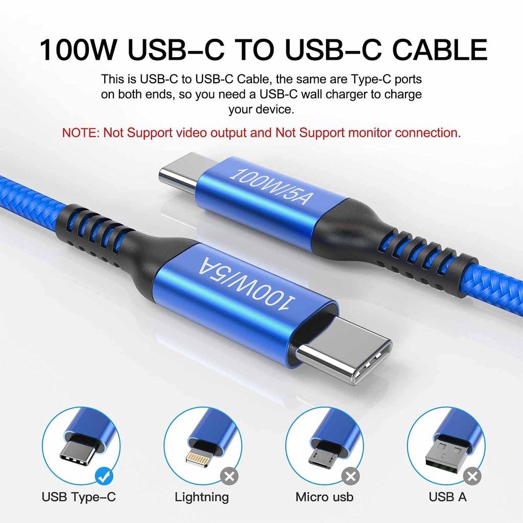 HJ-Type C to C 100w 6ft 5A fast charging Cord