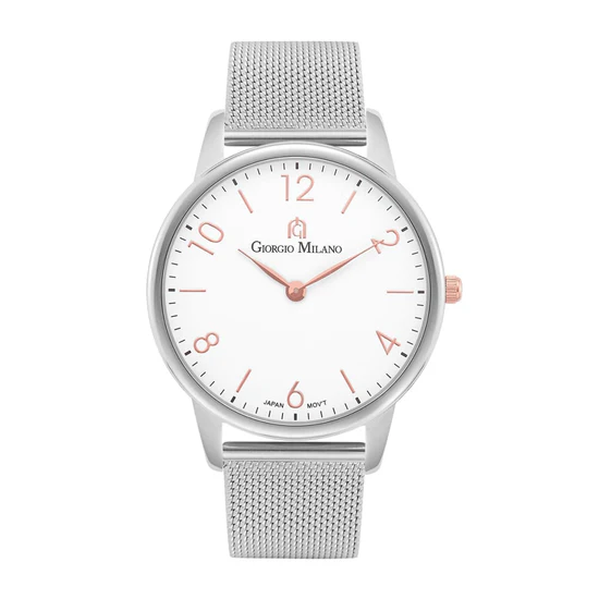 Giorgio Milano round stainless steel case with White dial Black LEATHER band 