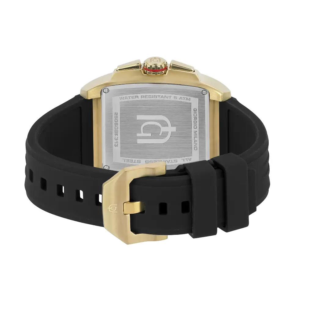 Giorgio Milano Square Chronograph IP gold stainless steel with black plated bezel MARCUS 250SGBK313