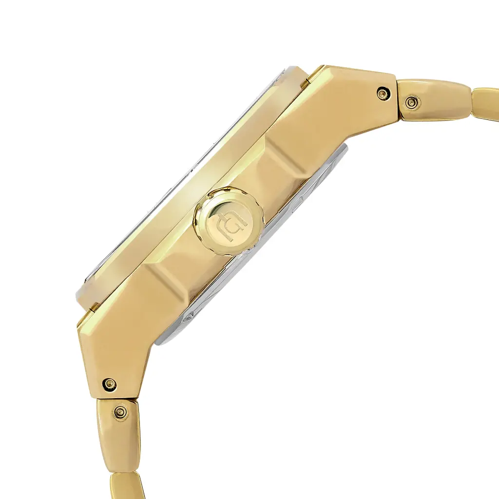 Giorgio Milano round stainless steel with IP gold ,green dial and date movt LUCIS 249SG18
