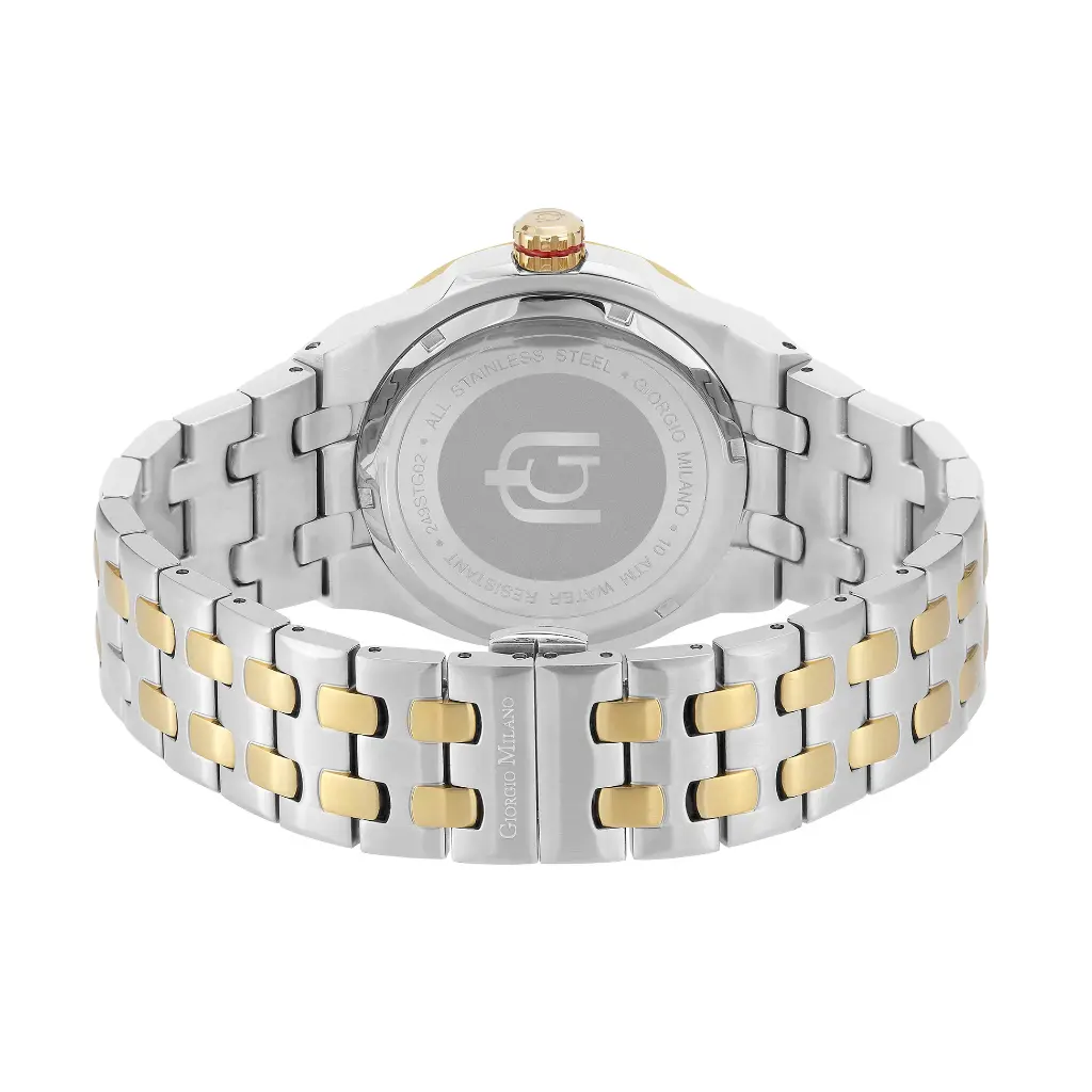 Giorgio Milano round stainless steel two tone IP gold ,silver dial and date movt LUCIS 249STG02