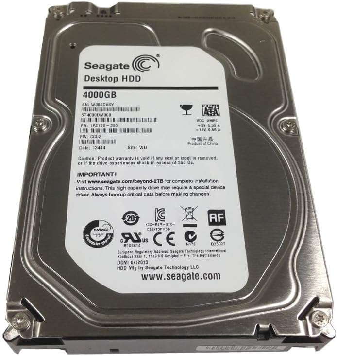 Seagate ST4000DM000 Desktop Hdd 4TB Sata 6GB/s Ncq 64MB Cache 3.5in Internal Bare Drive (Renewed)