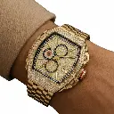 Giorgio Milano Chronograph IP gold stainless steel stones bezel pave stone dial with black rubber strap MAESTRO 245SG03M