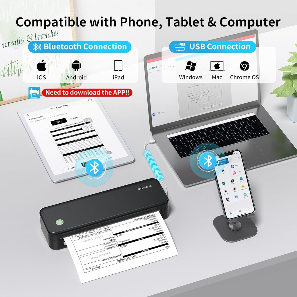 GLORYANG INKLESS PORTABLE PRINTER WITH CARRY CASE