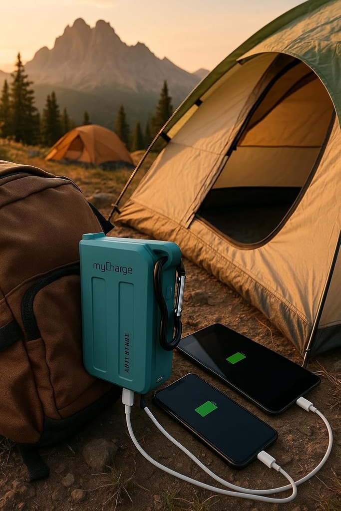myCharge Portable Charger Waterproof USB C Power Bank Adventure, Rugged Outdoor External Battery Pack Backup (3,350 mAh) (Grey)