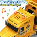 Semi Construction Carrier Truck Toy with Excavator and Dump Truck, Friction Powered Toys with Lights and Sounds,
