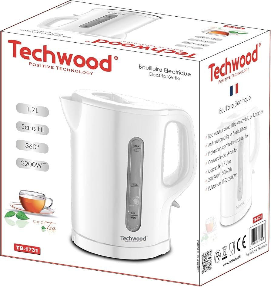 Techwood TB-1736 Cordless Electric Kettle 1.7L White