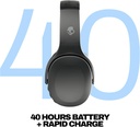 Skullcandy Crusher Evo Wireless Bluetooth Headphones with Multi-Sensory Bass and Charging Cable, Noise Isolating Over-Ear Fit, Up to 40 Hours Battery, Microphone for iPhone Android - True Black