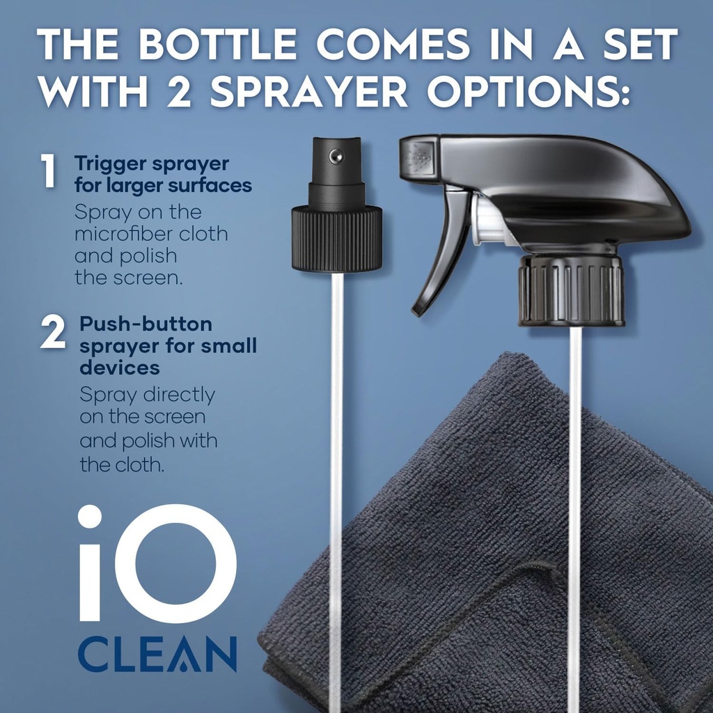 iO CLEAN SCREEN CLEANER SPRAY WITH MICRO FIBER CLOTH KIT 16 OZ