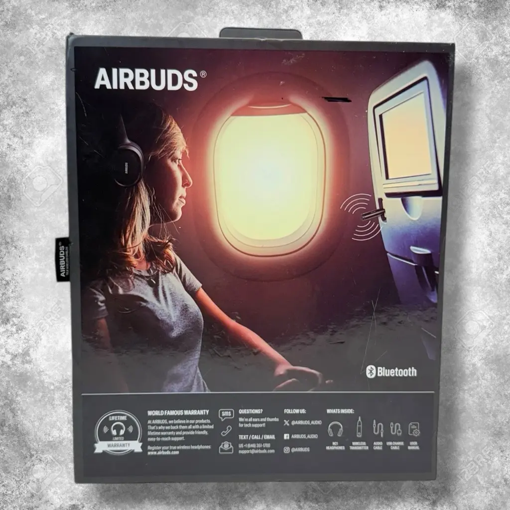 AIRBUDS AIRTRAVEL WIRELESS HEADPHONES+TRANSMITTER