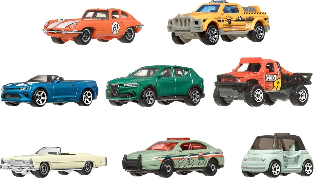 Matchbox 1:64 Scale Die-Cast Toy Cars or Trucks, Set of 8, Themed Multipack of 8 Vehicles Including 1 Exclusive (Styles May Vary)