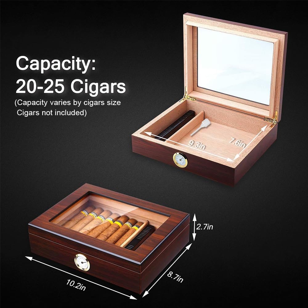 BROOKSTONE WOODEN CIGAR HUMIDOR