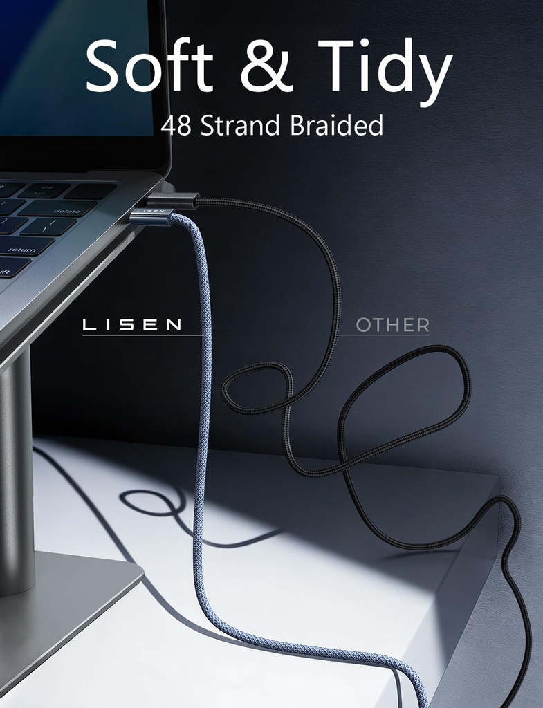 LISEN 6.6FT USB C TO USBC 240W FAST CHARGING BRAIDED CABLES