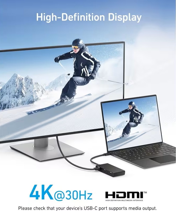Anker USB C Hub, 5-in-1 USBC to HDMI Splitter with 4K Display