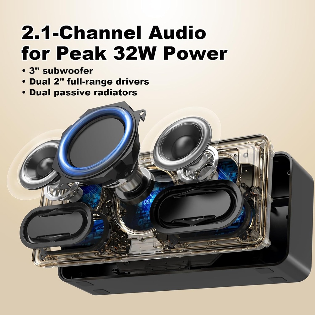 DOSS SoundBox XL Bluetooth Speaker with Subwoofer 32W , Gold