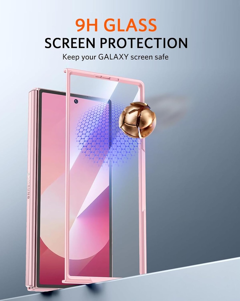 NINKI Samsung Galaxy Z Fold 6 Case with S Pen Holder with Hidden Stand & Screen Protector – Pink