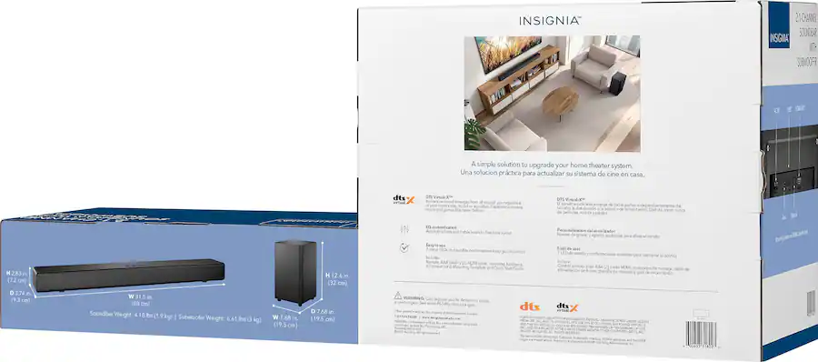 NSIGNIA NS-SBAR21F20-2.1-Channel 80W Soundbar System with Wireless Subwoofer - Black