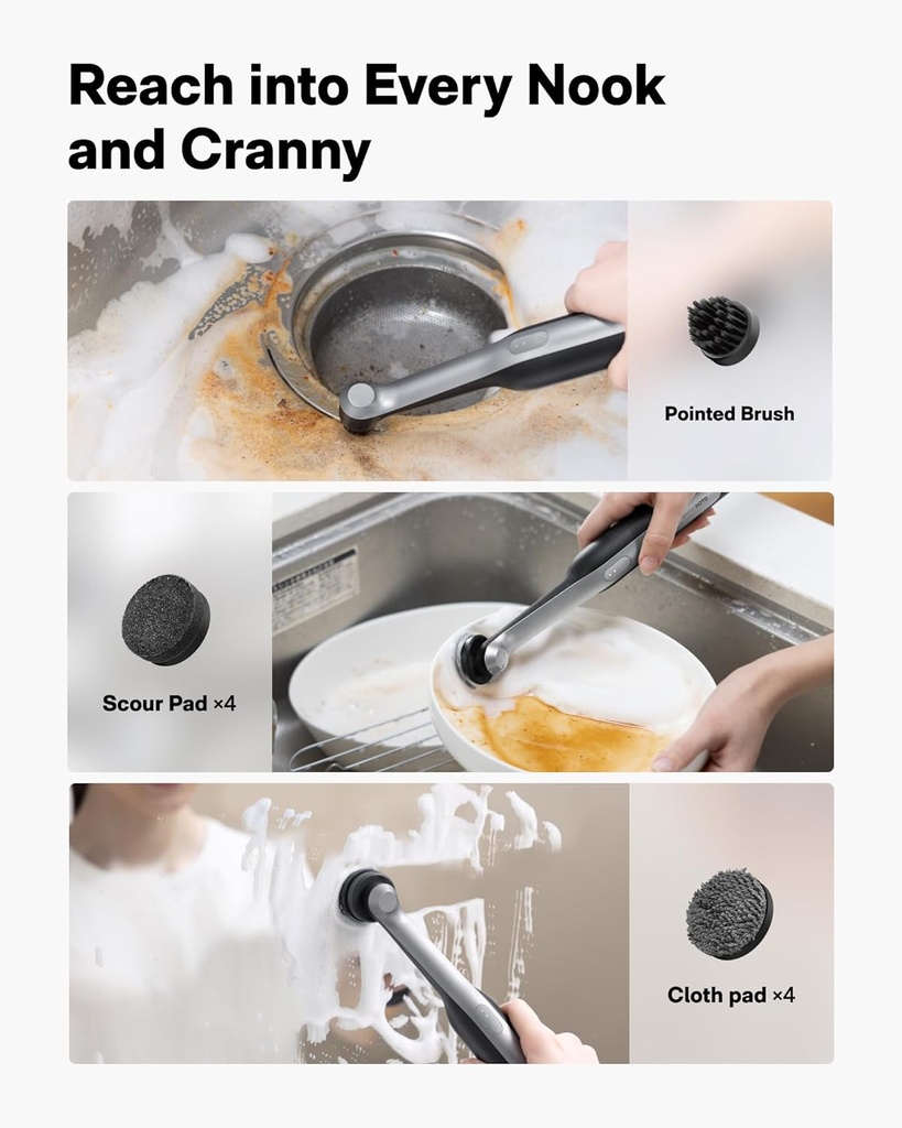 HOTO Wand™ Cordless Spin Scrubber, Electric Rechargeble Grout Cleaning Brush,