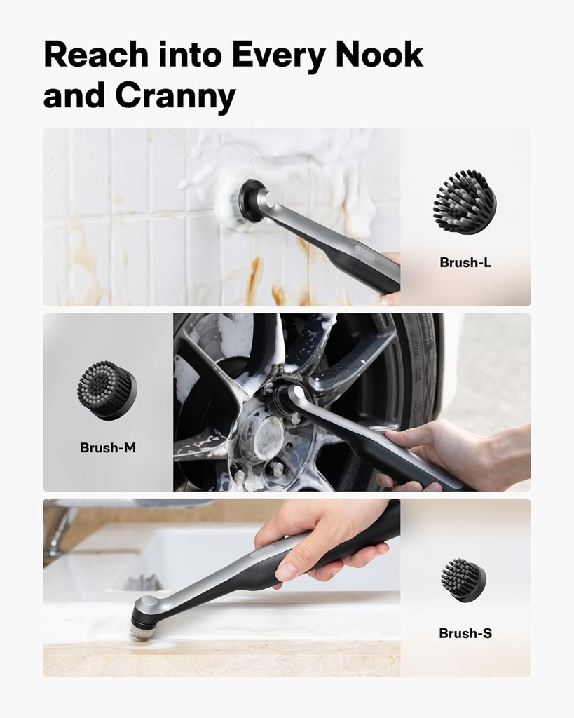 HOTO Wand™ Cordless Spin Scrubber, Electric Rechargeble Grout Cleaning Brush,