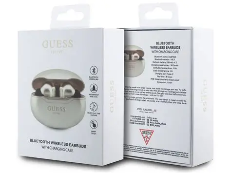 GUESS WIRELESS EARBUDS WITH CHARGING BASE CLEAR BROWN