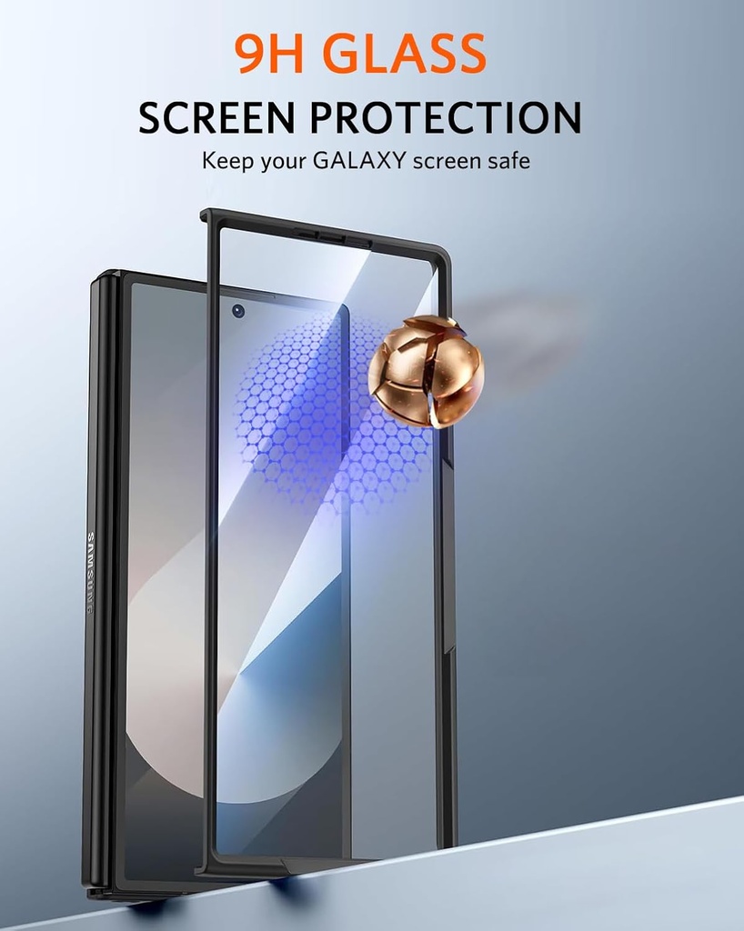 NINKI Samsung Z Fold 6 Case with S Pen Holder and Foldable Kickstand, Built in Screen Protector Protective-Black