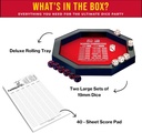 Farkel Game Set with Deluxe Dice Rolling Tray, Built-in Dice-Collection Channel, 2 Sets of Dice, 40-Sheet Scorepad, Classic Family Game