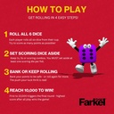 Farkel Game Set with Deluxe Dice Rolling Tray, Built-in Dice-Collection Channel, 2 Sets of Dice, 40-Sheet Scorepad, Classic Family Game