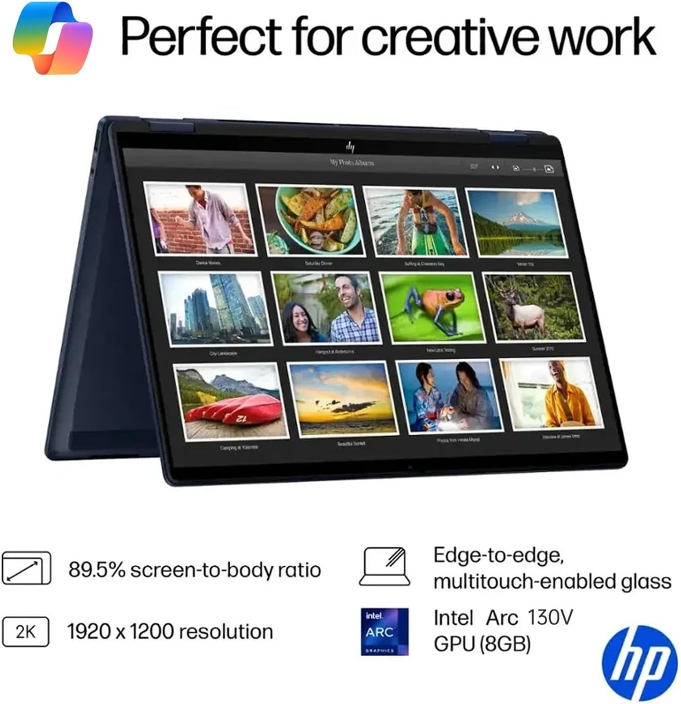 HP OmniBook X Flip 14 2-in-1 Laptop, Laptop Touchscreen 14" WUXGA IPS, Intel 8-core Ultra 5 226V, Intel Arc 130V GPU, 16GB RAM 1TB SSD, Thunderbolt 4, Windows 11 for Designer Business Professional