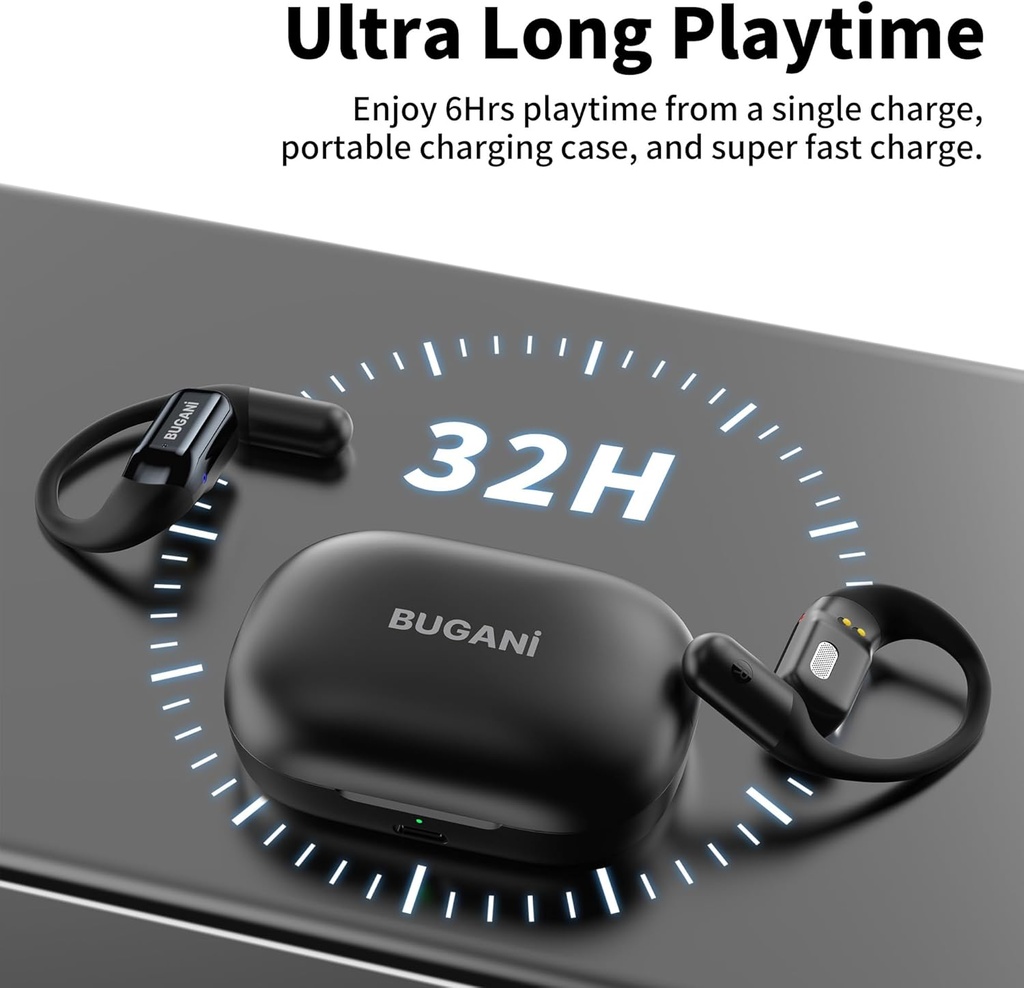 BUGANI B10 OPEN EAR EARBUDS HEADPHONES , BLACK