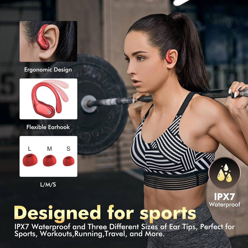 HAOYUYAN SWEAT PROOF SPORT EARBUDS , RED