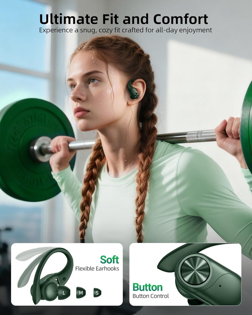 PocBuds T60 True Wireless EarPhones ,Olive Green EarBuds 